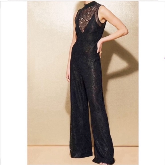 ZARA Collection Lace Mixed Jumpsuit Black - Picture 3 of 16
